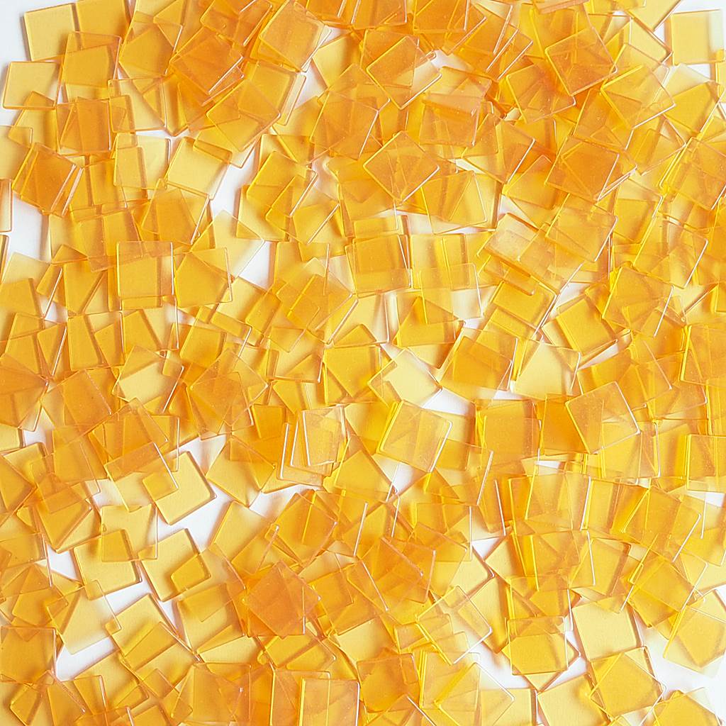 Resin mosaic tiles, 15x15 mm, Clear Light Orange