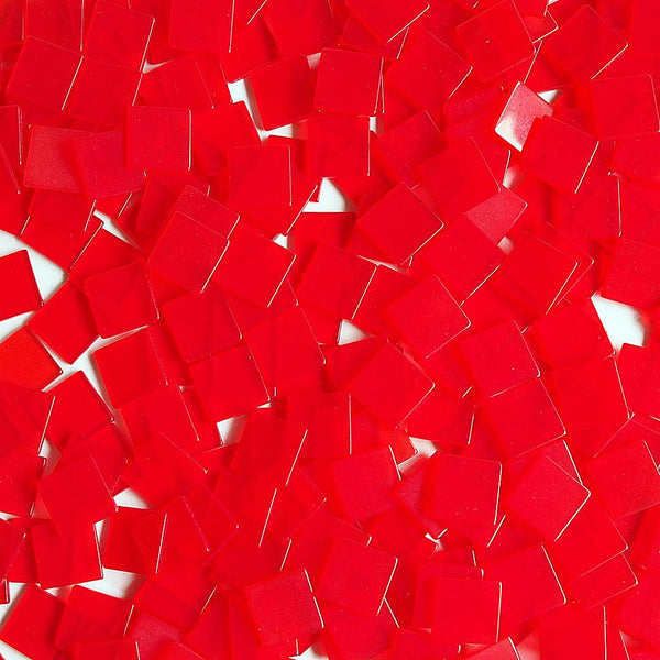 Resin mosaic tiles, 15x15 mm, Clear Light Red