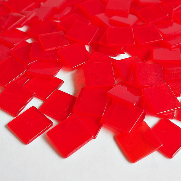 Resin mosaic tiles, 15x15 mm, Clear Light Red