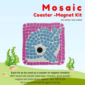 Mosaic Coaster or Magnet Kit, Dolphin