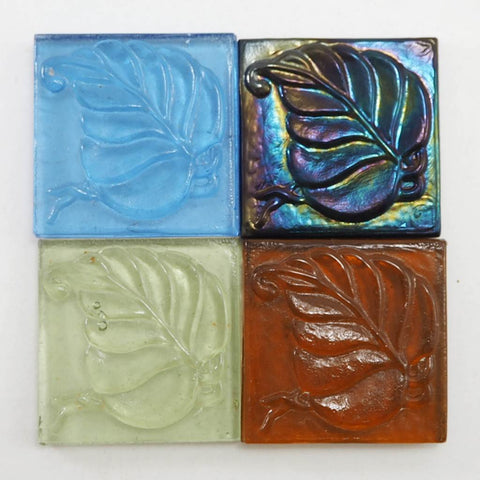 Decorative Square glass tiles, 48x48 mm, Leaf