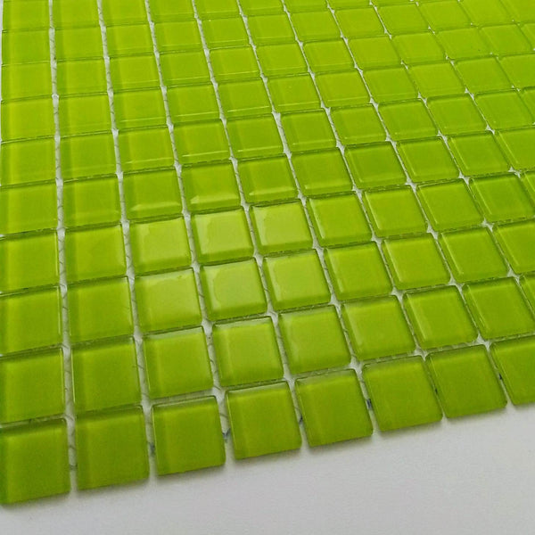 Glass mosaic tiles, 20x20 mm, Lime Green