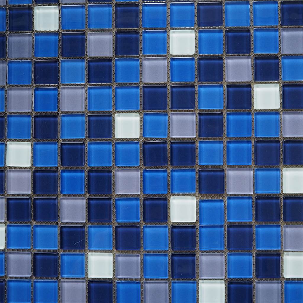 Glass mosaic tiles, 25x25 mm, Mix Ocean Blue 02