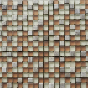 Glass mosaic / Stone tiles, 15x15 mm, Mix Earth