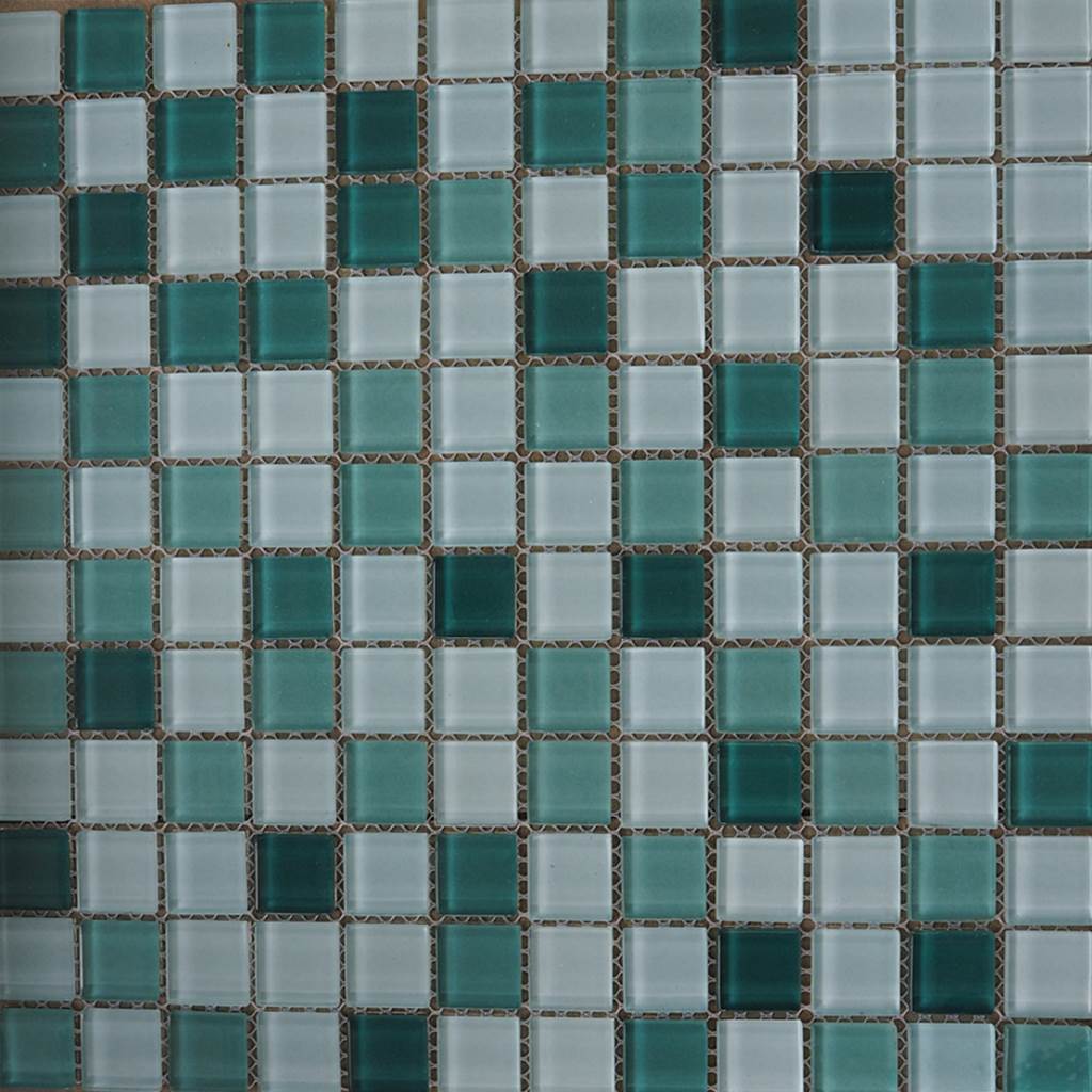 Glass mosaic tiles, 25x25 mm, Mix Teal Green 01