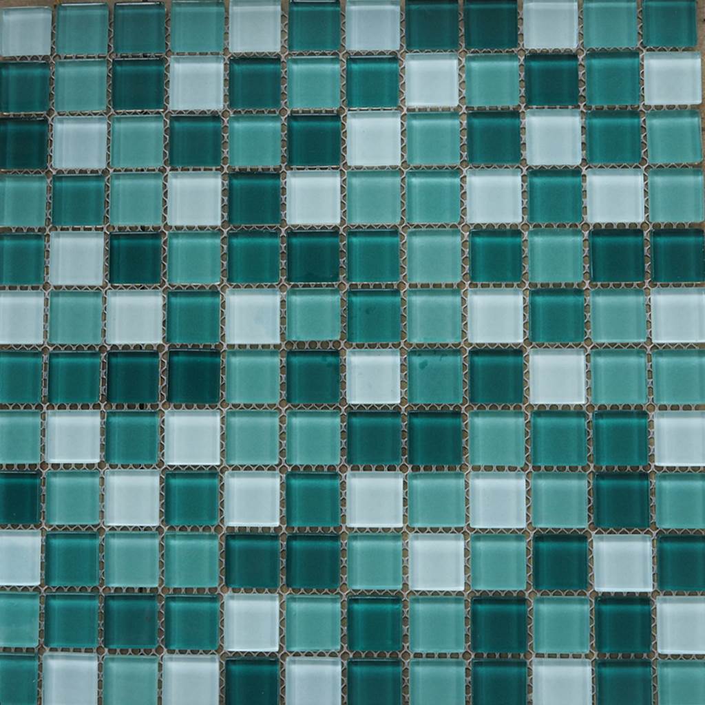 Glass mosaic tiles, 25x25 mm, Mix Teal Green 02