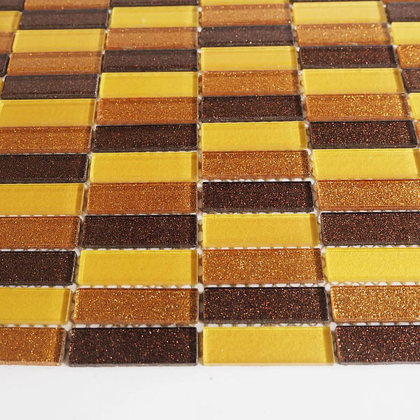 Glass mosaic tiles, 15x50 mm, Sparkle Ginger Spice