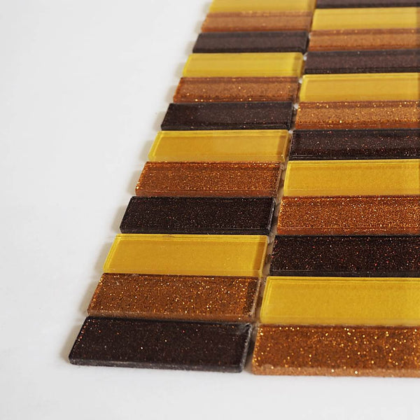 Glass mosaic tiles, 15x50 mm, Sparkle Ginger Spice