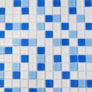 Glass mosaic tiles, 25x25 mm, Blue & White Series 1