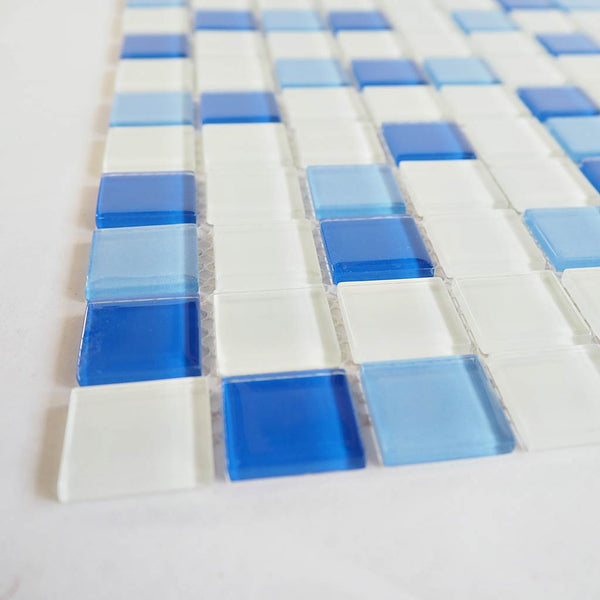 Glass mosaic tiles, 25x25 mm, Blue & White Series 1