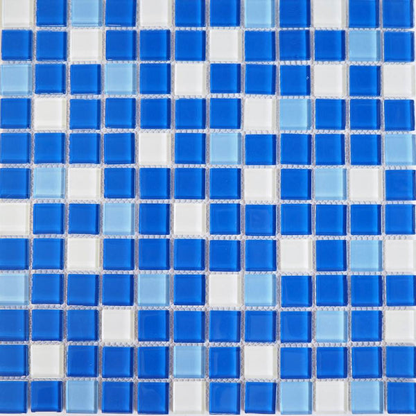 Glass mosaic tiles, 25x25 mm, Blue & White Series 3