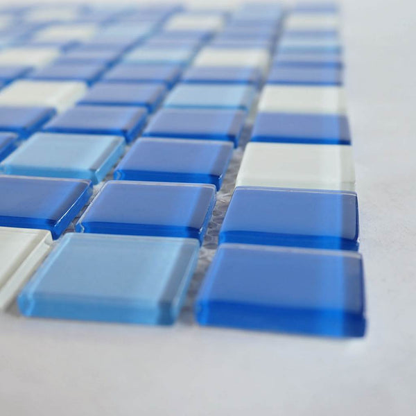Glass mosaic tiles, 25x25 mm, Blue & White Series 3