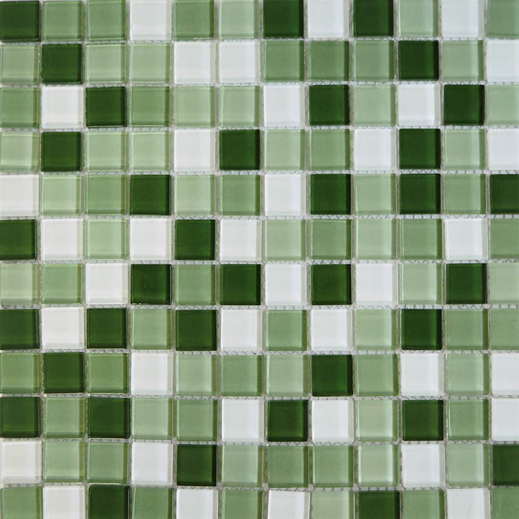 Glass mosaic tiles, 25x25 mm, Forest Green