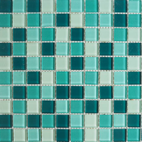 Glass mosaic tiles, 25x25 mm, Turquoise Green mix