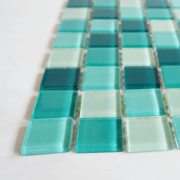 Glass mosaic tiles, 25x25 mm, Turquoise Green mix
