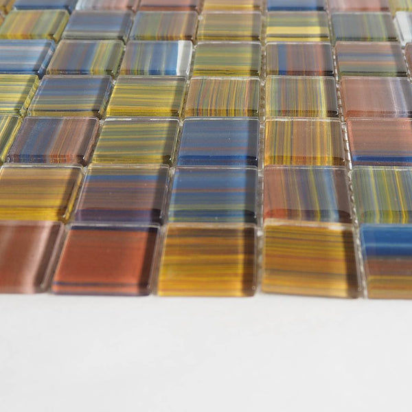Glass mosaic tiles, 25x25 mm, Party stripe