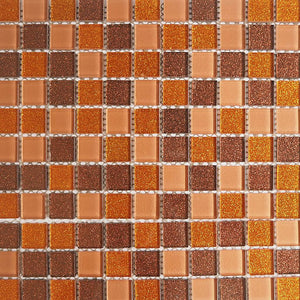 Glass mosaic tiles, 25x25 mm, Sparkle Bronze