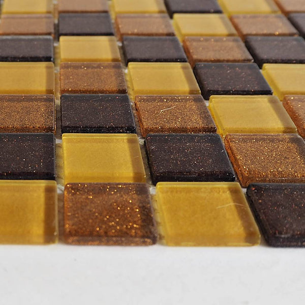 Glass mosaic tiles, 25x25 mm, Sparkle Ginger Spice