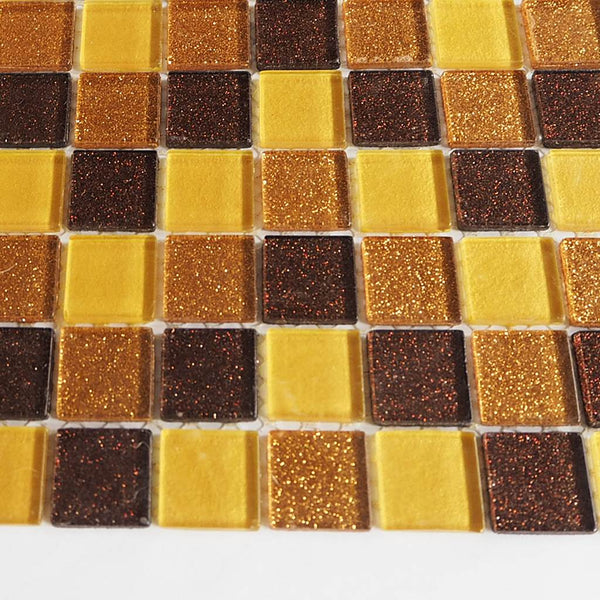 Glass mosaic tiles, 25x25 mm, Sparkle Ginger Spice