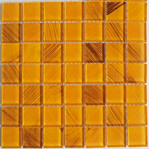 Glass mosaic tiles, 25x25 mm, Tangerine