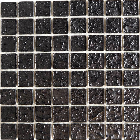 Glass mosaic tiles, 25x25 mm, Molten Black