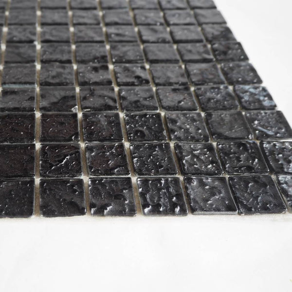 Glass mosaic tiles, 25x25 mm, Molten Black
