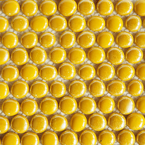 Glass mosaic tiles, Round pebbles 16mm to 20mm, Empire Yellow