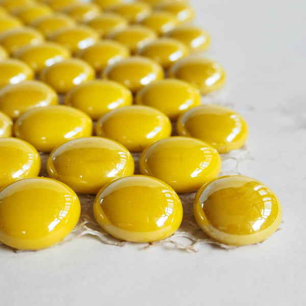 Glass mosaic tiles, Round pebbles 16mm to 20mm, Empire Yellow