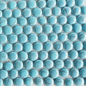 Glass mosaic tiles, Round pebbles 16mm to 20mm, Ethereal Blue