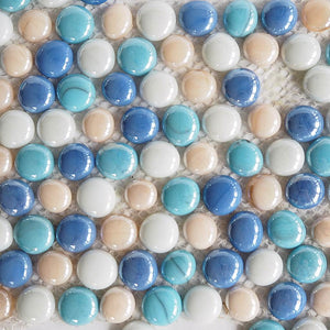 Glass mosaic tiles, Round pebbles 16mm to 20mm, Pastel