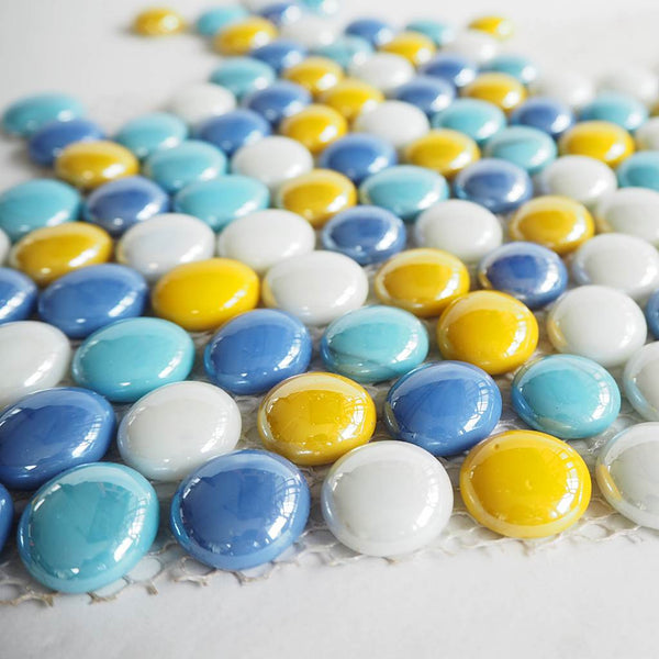 Glass mosaic tiles, Round pebbles 16mm to 20mm, Retro