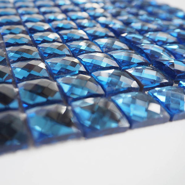 Glass rhinestone tiles, 15x15 mm, Blue