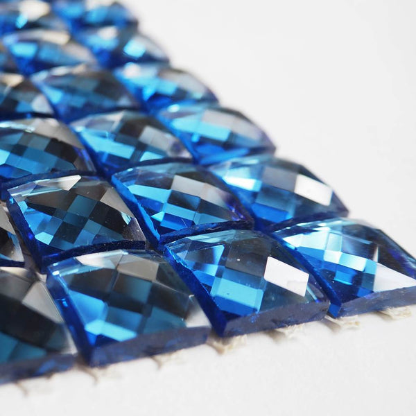 Glass rhinestone tiles, 15x15 mm, Blue