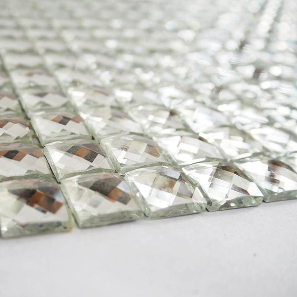 Glass rhinestone tiles, 15x15 mm, Silver