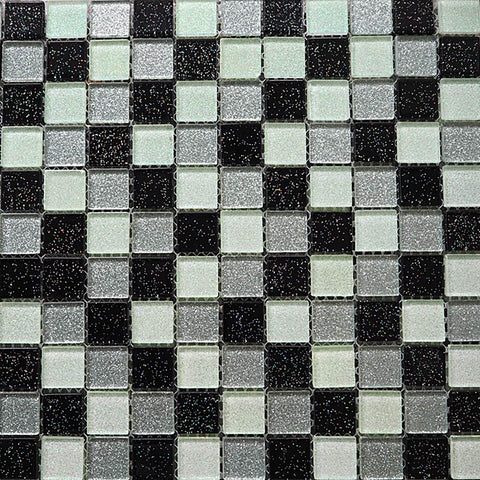 Glass mosaic tiles, 25x25 mm, Sparkle Monochrome