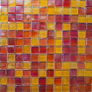 Iridescent Glass mosaic tiles, 25x25 mm, Semi-translucent Opalescent Retro