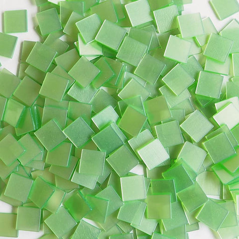 Resin mosaic tiles, 15x15 mm, Glossy LG Light Green