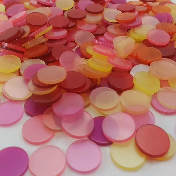 Resin mosaic tiles, Round 15 mm, Glossy Candy mixes