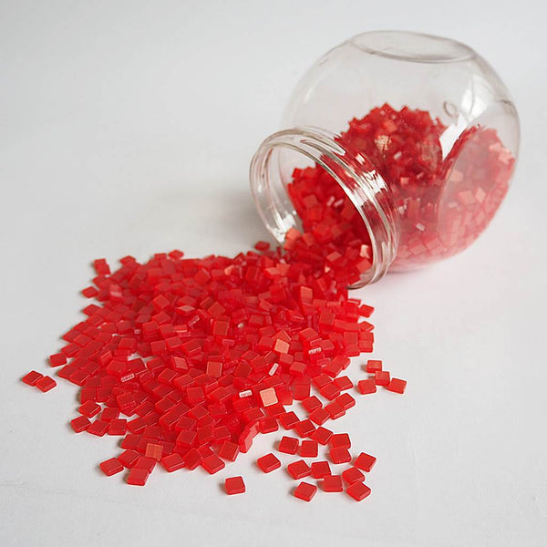 Resin mosaic tiles, 5x5 mm, Glossy 379 Mandarin Red