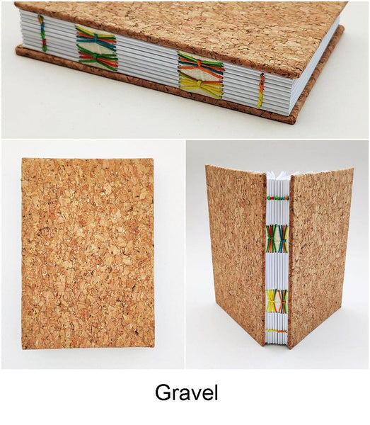 Handmade Coptic stitch binding - A6 book journal / Natural Cork textured