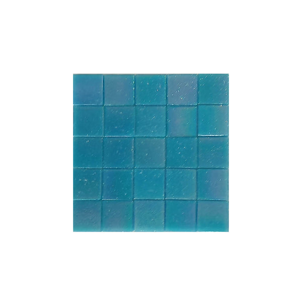 Iridescent glass mosaic tiles, 20x20 mm, Opalescent Aqua blue