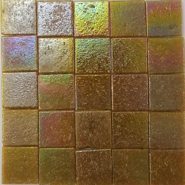 Iridescent glass mosaic tiles, 20x20 mm, Opalescent Mustard
