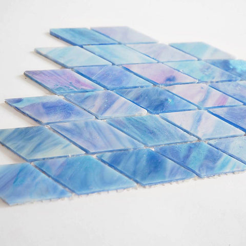 Iridescent glass mosaic tiles, Diamond, Ocean Blue