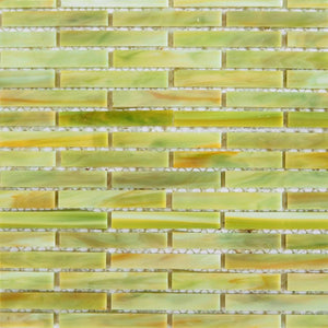Iridescent glass mosaic tiles, 8x48 mm, Moss