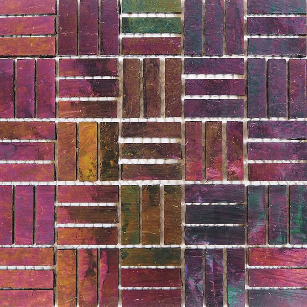 Iridescent glass mosaic tiles, 9x28 mm, Meadow Violet