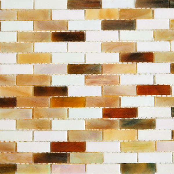 Iridescent glass mosaic tiles, 9x28 mm, Chipmunk