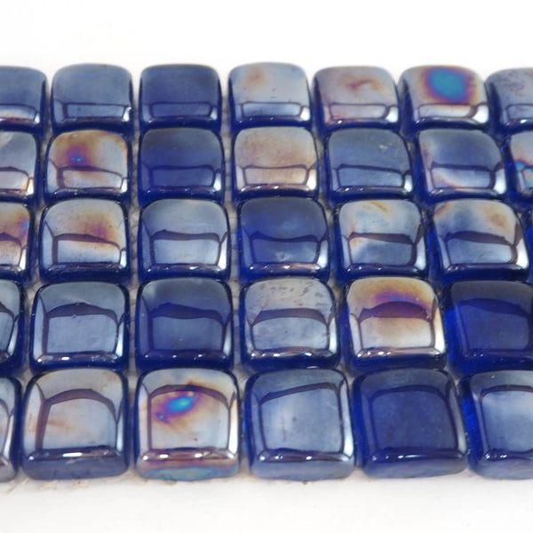 Glass mosaic tiles, Square pebbles 25x25mm, Ultramarine