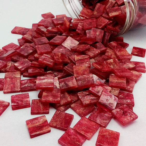 Resin mosaic tiles, 10x10 mm, Marble 301 Teaberry