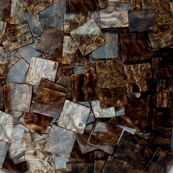 Resin mosaic tiles, 20x20 mm, Marble 804 Dark Earth