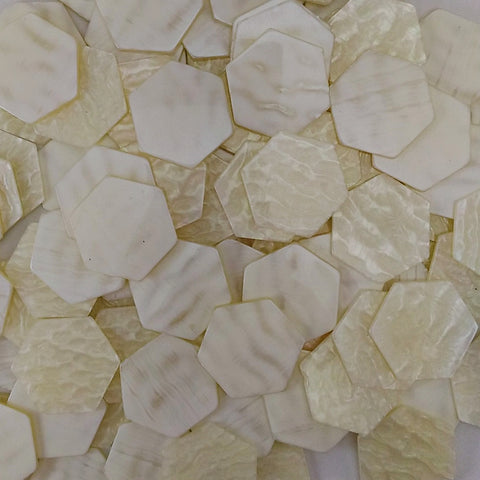 Resin mosaic tiles, 30x30 mm, Hexagon, Marble Pristine White